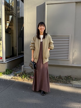 「アイテム（MA-1）」を使った、NANAさん（レディース・156cm）の冬コーディネート