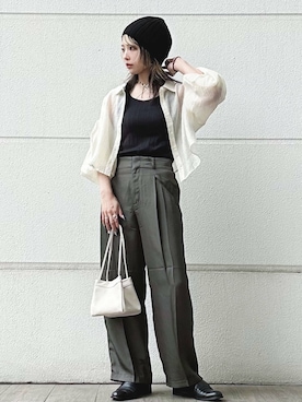 「SMELLY（スメリー）のアイテム（ニットキャップ/ビーニー）」を使った、keshiさん（レディース・159cm）の夏コーディネート