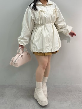 「one after another NICE CLAUP（ワンアフターアナザーナイスクラップ）のアイテム（ブルゾン）」を使った、るなさん（レディース・158cm）の冬コーディネート