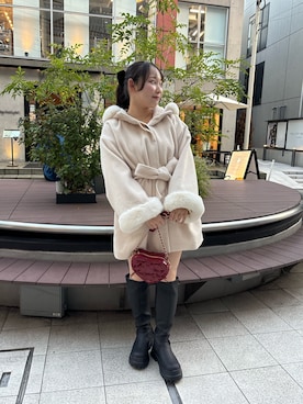 「one after another NICE CLAUP（ワンアフターアナザーナイスクラップ）のアイテム（その他アウター）」を使った、るなさん（レディース・158cm）の冬コーディネート