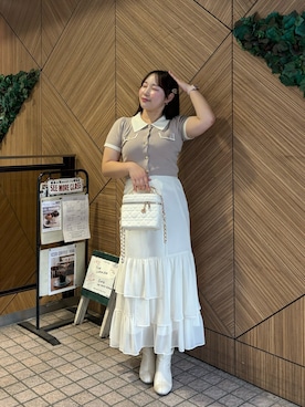 「one after another NICE CLAUP（ワンアフターアナザーナイスクラップ）のアイテム（ニット/セーター）」を使った、るなさん（レディース・158cm）の秋コーディネート