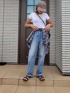 「BIOTOP（ビオトープ）のWOMEN【Hanes for BIOTOP】TRIBLEND CROPPED T-SHIRTS 2P (SOLID)（Tシャツ/カットソー）」を使った、miki021612さん（レディース・160cm・40代）の夏コーディネート