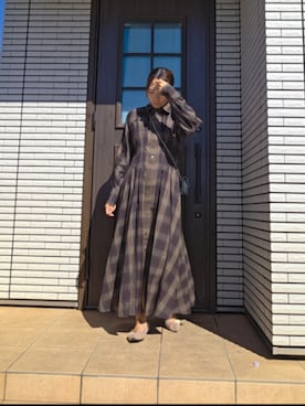 「Ameri（アメリ）の3WAY OMBRE CHECK FLARE DRESS（ワンピース）」を使った、miki061812さん（レディース・160cm・40代）の秋コーディネート