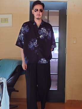 「unrelaxing（アンリラクシング）のアイテム（トップス）」を使った、まことさん（メンズ・182cm）の夏コーディネート