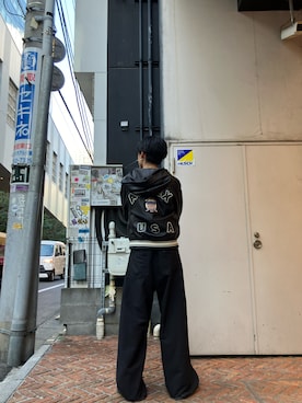 「AVIREX（アヴィレックス）のアイテム（ブルゾン）」を使った、HARUKIさん（メンズ・166cm）の冬コーディネート