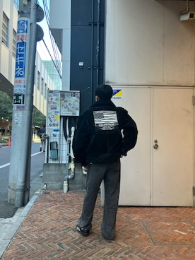 「AVIREX（アヴィレックス）のアイテム（ブルゾン）」を使った、HARUKIさん（メンズ・166cm）の冬コーディネート