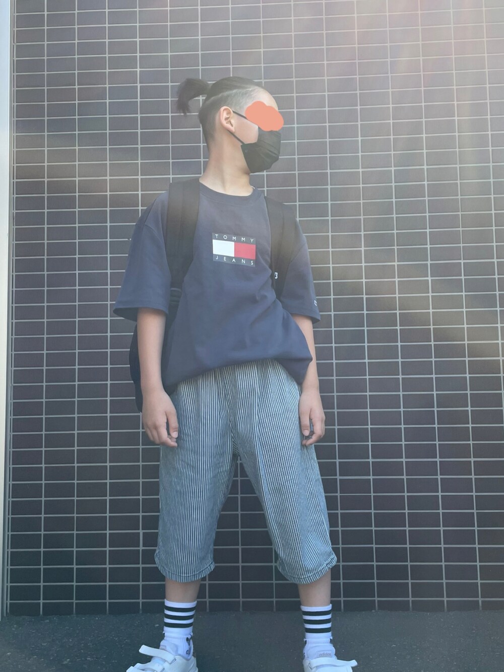 「トミージーンズ、ブリーズ、ストリート、アディダスオリジナルス」｜「BREEZEのシェフハーフパンツ 5分丈（その他パンツ、その他）」を使った、kotakotaさん（キッズ・135cm）の夏コーディネートの1枚目の写真