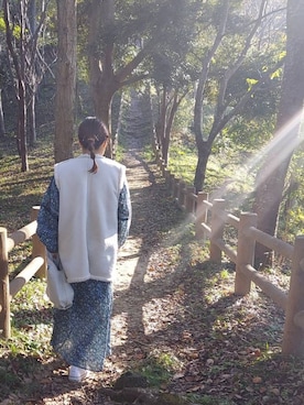 「ベスト×ワンピース」｜茉由さん（レディース・153cm）の秋コーディネート