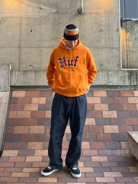 「アイテム（ニットキャップ/ビーニー）」を使った、HUF JAPANさん（メンズ・180cm）の秋コーディネート