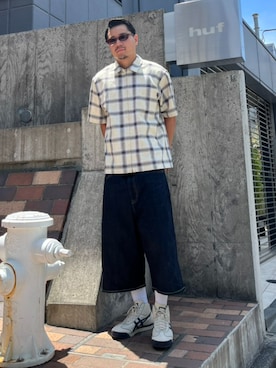 「HUF（ハフ）のアイテム」を使った、HUF JAPANさん（メンズ・171cm）の夏コーディネート