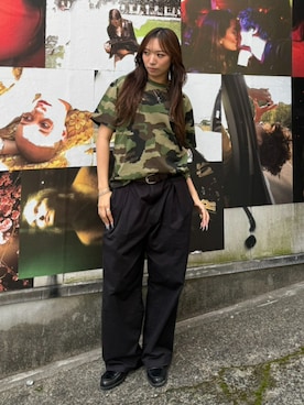 「HUF（ハフ）のアイテム（トップス）」を使った、HUF JAPANさん（レディース・170cm）の春コーディネート