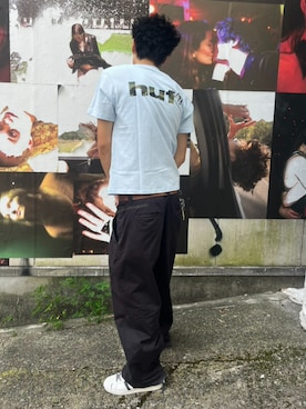 「HUF（ハフ）のHUF TWO TUCK TROUSER（その他パンツ、ブラック系）」を使った、HUF JAPANさん（レディース・163cm）の夏コーディネート