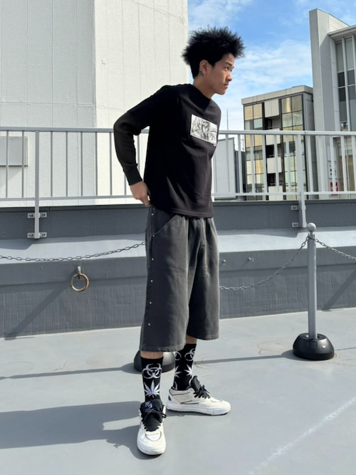 Huf ストリートスタイル スウェットパンツ 黒/グレー HUFのパンツを使ったコーディネート(ZOZOTOWN Yahoo!店) ｜ ネット通販