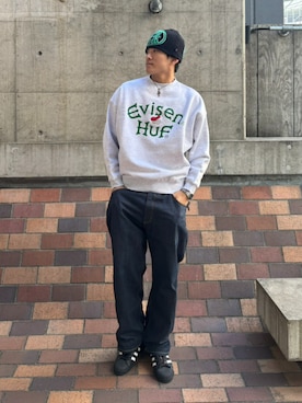「アイテム（スウェット）」を使った、HUF JAPANさん（メンズ・180cm）の冬コーディネート