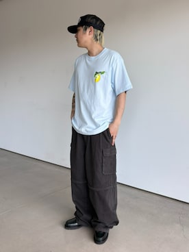 「HUF（ハフ）のアイテム（キャップ）」を使った、HUF JAPANさん（メンズ・165cm）の春コーディネート
