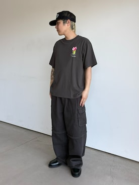 「HUF（ハフ）のアイテム（キャップ）」を使った、HUF JAPANさん（メンズ・165cm）の春コーディネート