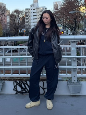 「HUF（ハフ）のアイテム（ブルゾン）」を使った、HUF JAPANさん（レディース・170cm）の冬コーディネート