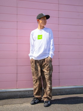 「HUF（ハフ）のアイテム（キャップ）」を使った、HUF JAPANさん（メンズ・165cm）の春コーディネート