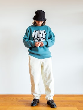 「HUF（ハフ）のアイテム（その他パンツ）」を使った、HUF JAPANさん（メンズ・165cm）の冬コーディネート