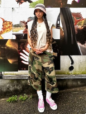 「HUF（ハフ）のアイテム」を使った、HUF JAPANさん（レディース・150cm）の夏コーディネート