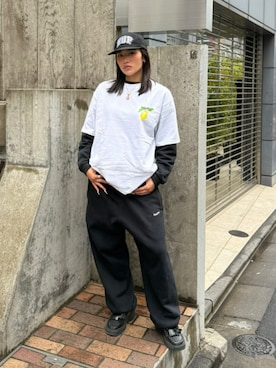 「HUF（ハフ）のアイテム（キャップ）」を使った、HUF JAPANさん（レディース・163cm）の春コーディネート