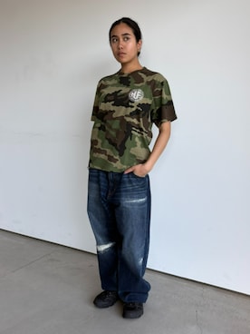 「HUF（ハフ）のアイテム」を使った、HUF JAPANさん（レディース・157cm）の春コーディネート