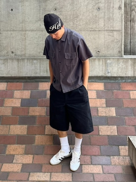 「半袖」｜HUF JAPANさん（メンズ・171cm）の春コーディネート