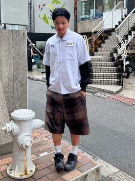 「HUF（ハフ）のアイテム」を使った、HUF JAPANさん（メンズ・171cm）の夏コーディネート