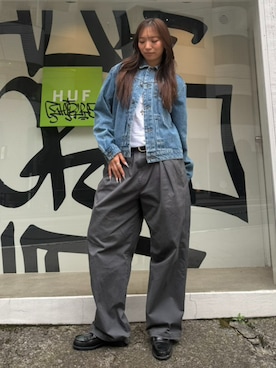「HUF（ハフ）のアイテム（ブルゾン）」を使った、HUF JAPANさん（レディース・170cm）の春コーディネート