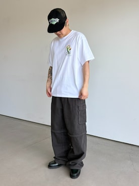 「HUF（ハフ）のアイテム（キャップ）」を使った、HUF JAPANさん（メンズ・165cm）の春コーディネート