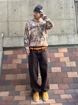 「HUF（ハフ）のアイテム」を使った、HUF JAPANさん（メンズ・171cm）の冬コーディネート