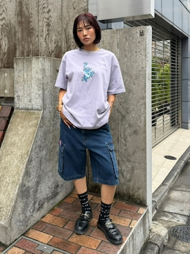 「HUF（ハフ）のアイテム」を使った、HUF JAPANさん（レディース・163cm）の夏コーディネート