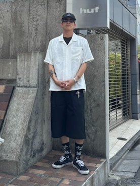 「HUF（ハフ）のアイテム（トップス）」を使った、HUF JAPANさん（メンズ・180cm）の春コーディネート
