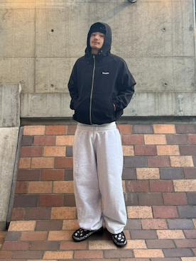 「アイテム（スウェットパンツ）」を使った、HUF JAPANさん（メンズ・171cm）の冬コーディネート