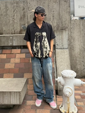 「HUF（ハフ）のアイテム（キャップ）」を使った、HUF JAPANさん（メンズ・172cm）の春コーディネート