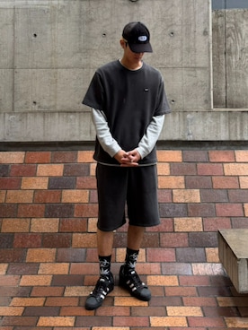 「HUF（ハフ）のアイテム（トップス）」を使った、HUF JAPANさん（メンズ・180cm）の春コーディネート