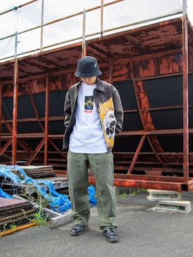 「HUF（ハフ）のアイテム（ジャケット/アウター）」を使った、HUF JAPANさん（メンズ・165cm）の春コーディネート