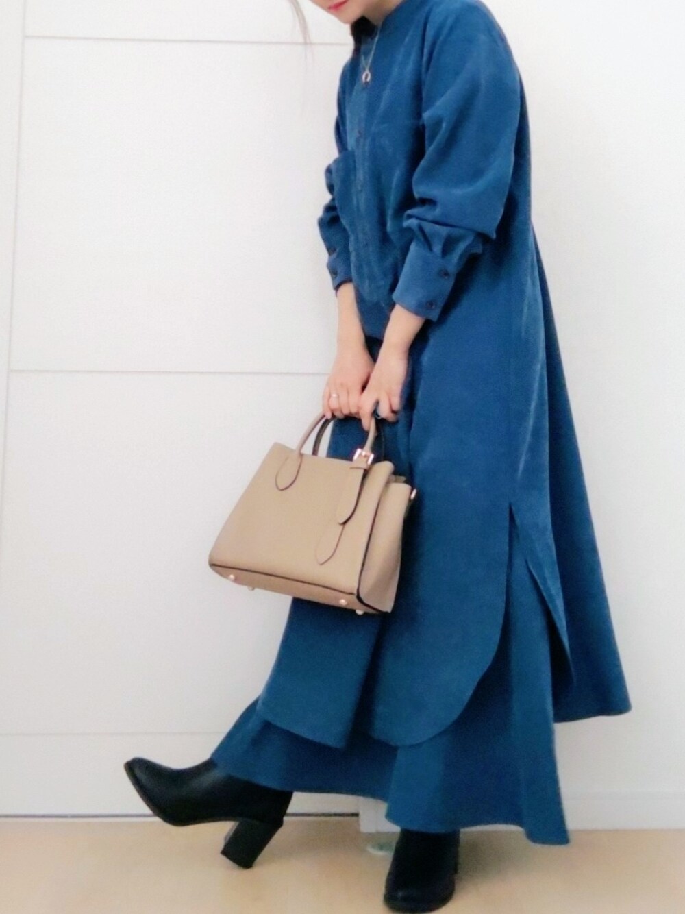 「大人女子、今日のコーデ、オトナカジュアル、マーメイドスカート、低身長、低身長コーデ、低身長女子、アラフォー、145cm、145cmコーデ、低身長アラフォー、アラフォーママコーデ、プチプラコーデ、minicocoTOKYO、馬蹄」｜「fifthのアイテム（ショルダーバッグ、ベージュ系）」を使った、minicocochan【相互フォロー】さん（レディース・145cm）の春コーディネートの1枚目の写真