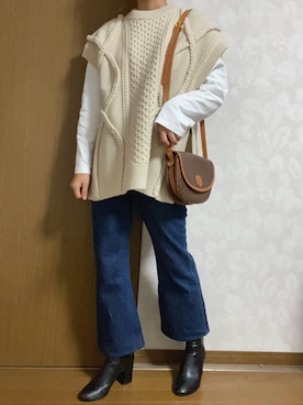 「CLANE（クラネ）のアイテム（ベスト）」を使った、はるさん（レディース・156cm）の秋コーディネート