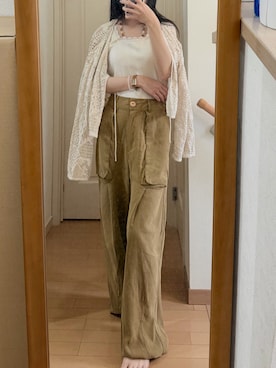 「NOKCHA（ノクチャ）のアイテム（パンツ、ブラウン系）」を使った、こことさん（レディース・152cm）の夏コーディネート