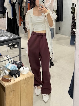 「GU（ジーユー）のアイテム（パンツ、レッド系）」を使った、こことさん（レディース・152cm）の夏コーディネート