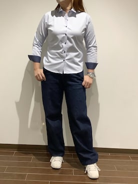 「アイテム（ビジネスシャツ）」を使った、BRICK HOUSE by Tokyo Shirts つくばイーアス店さん（レディース・173cm）の秋コーディネート