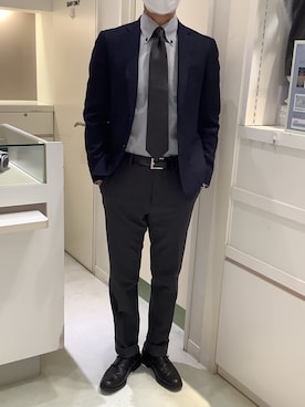 「アイテム（ビジネスシャツ）」を使った、BRICK HOUSE by Tokyo Shirts 泉パークタウン・タピオ店さん（メンズ・170cm）の冬コーディネート