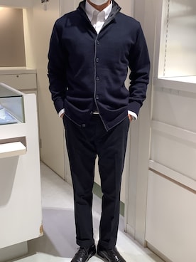 「白シャツ×ニット」｜BRICK HOUSE by Tokyo Shirts 泉パークタウン・タピオ店さん（メンズ・170cm）の秋コーディネート
