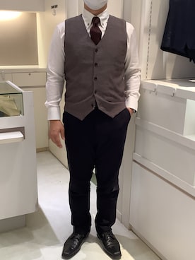 「アイテム（ビジネスシャツ）」を使った、BRICK HOUSE by Tokyo Shirts 泉パークタウン・タピオ店さん（メンズ・171cm）の秋コーディネート