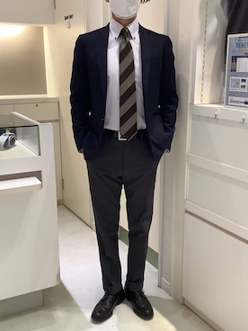 「アイテム（ビジネスシャツ）」を使った、BRICK HOUSE by Tokyo Shirts 泉パークタウン・タピオ店さん（メンズ・170cm）の冬コーディネート