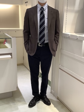 「アイテム（ビジネスシャツ）」を使った、BRICK HOUSE by Tokyo Shirts 泉パークタウン・タピオ店さん（メンズ・170cm）の秋コーディネート