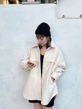 「ニット帽コーデ」｜「アイテム（ジャケット/アウター）」を使った、中村友美さん（レディース・164cm）の冬コーディネート