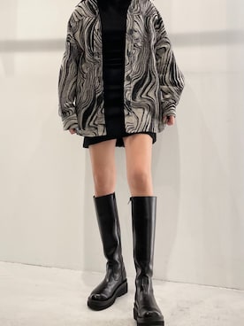 「EMODA（エモダ）のトラックソールロングブーツ（ブーツ）」を使った、otsuka reimiさん（レディース・160cm）の秋コーディネート