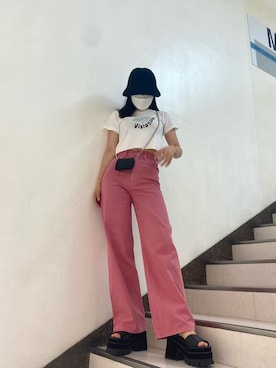 「EMODA（エモダ）のアイテム（財布/小物）」を使った、松村美弥妃さん（レディース・162cm）の夏コーディネート